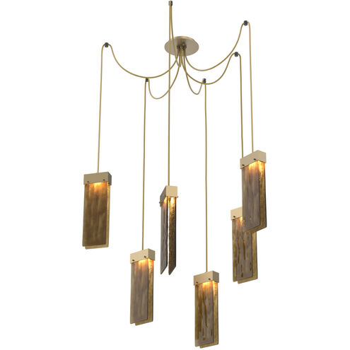 Parallel LED 13.3 inch Gilded Brass Swag Multi-Pendant Ceiling Light in Bronze Granite, 2700K LED