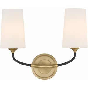 Niles 2 Light 15 inch Black Forged and Modern Gold Sconce Wall Light