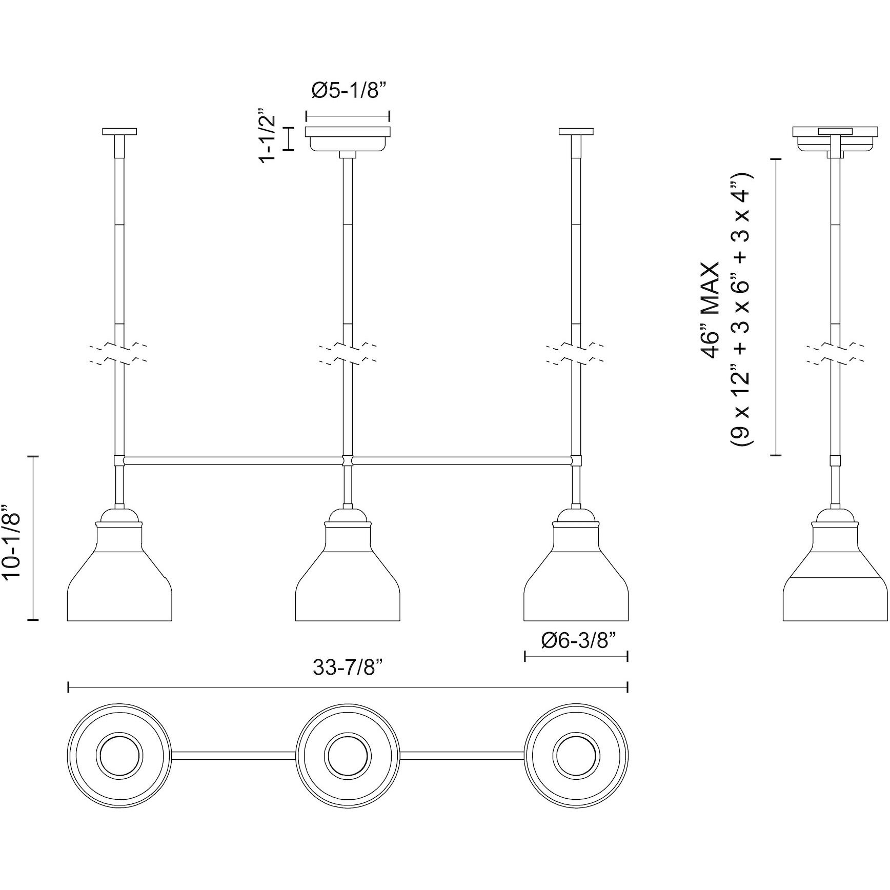 Alora Mood Westlake 3 Light 33.88 inch Brushed Nickel/Glossy Opal Glass Linear Pendant Ceiling Light