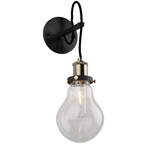 Edison 1 Light 5.25 inch Matte Black and Vintage Brass Wall Sconce Wall Light