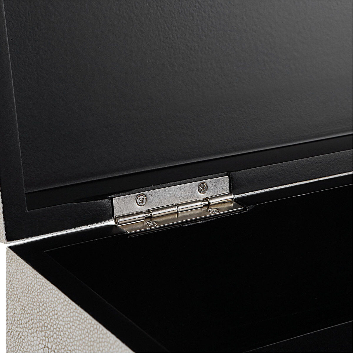 Lalique 12.88 inch White Shagreen with Antique Brass and Black Enamel Box