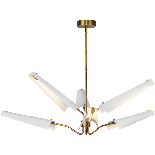 Osorio LED 46.13 inch Matte White and Vintage Brass Chandelier Ceiling Light
