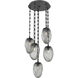 Meteo 5 Light 22 inch Matte Black Multi-Pendant Ceiling Light in Smoke, Rectangular Chain