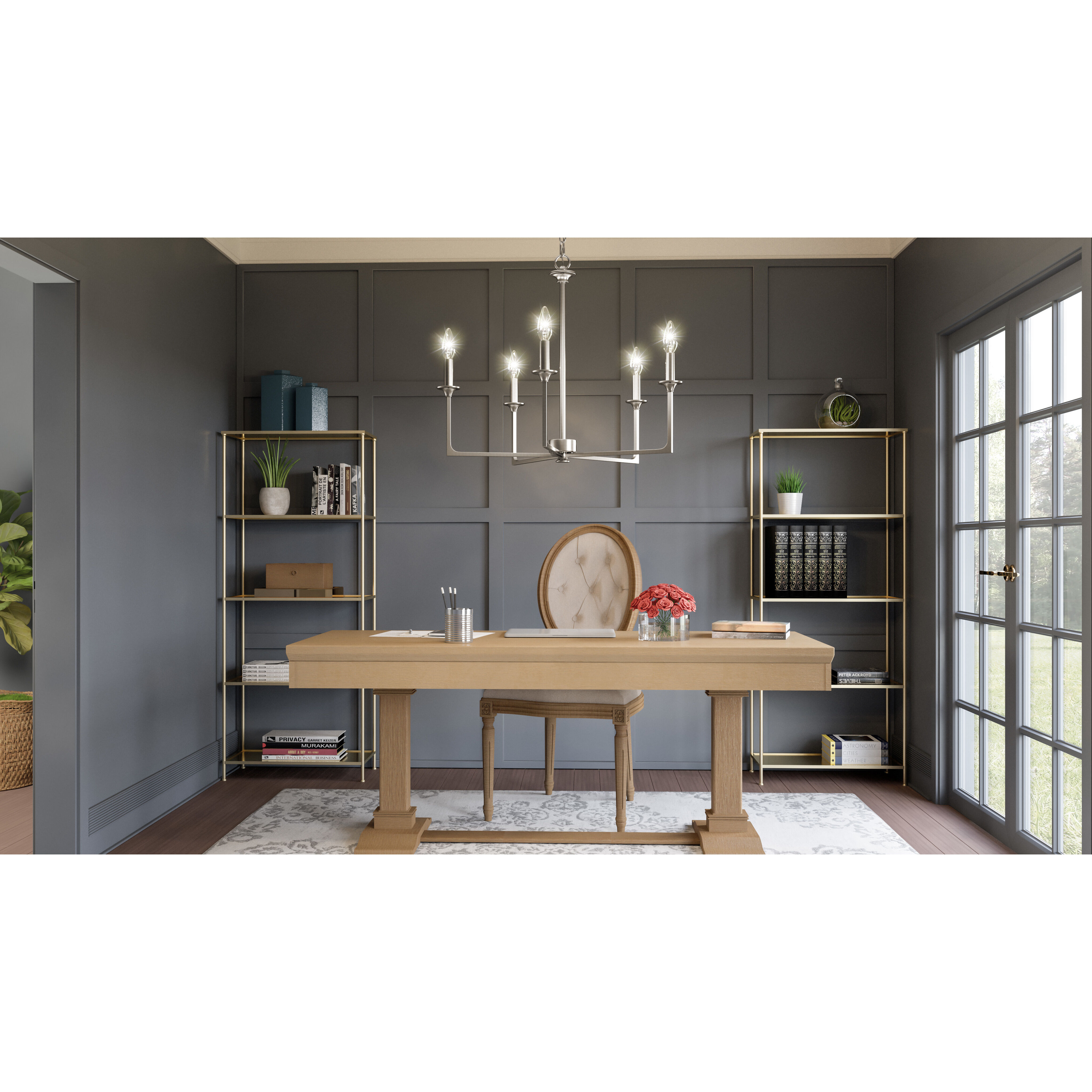 Prescott 5 Light 26 inch Brushed Nickel Chandelier Ceiling Light