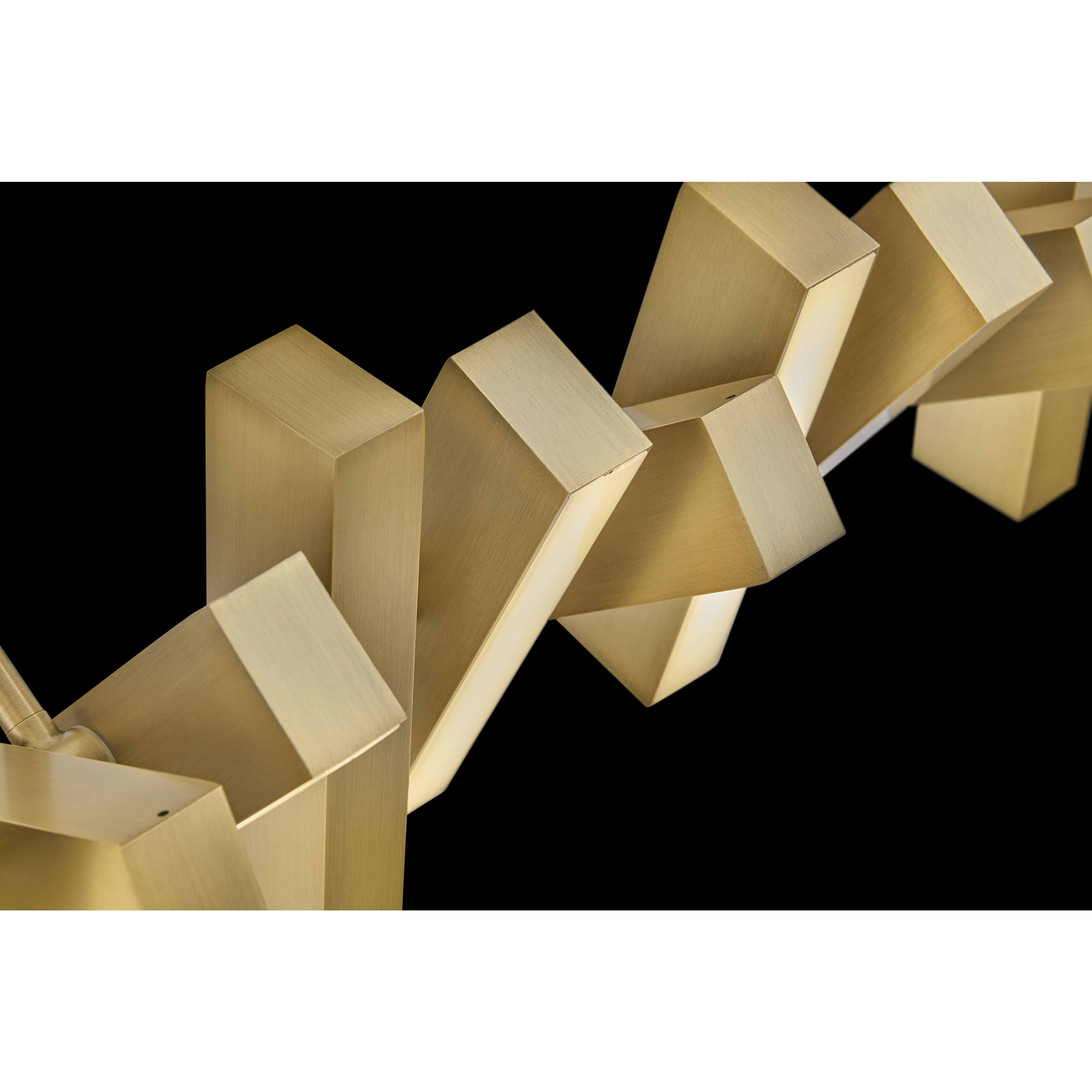 Stitch LED 42 inch Lacquered Brass Chandelier Ceiling Light, Linear & Oval