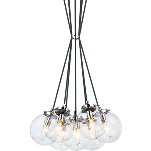 The Bougie 7 Light 18 inch Chrome Pendant Ceiling Light in Chrome and Clear