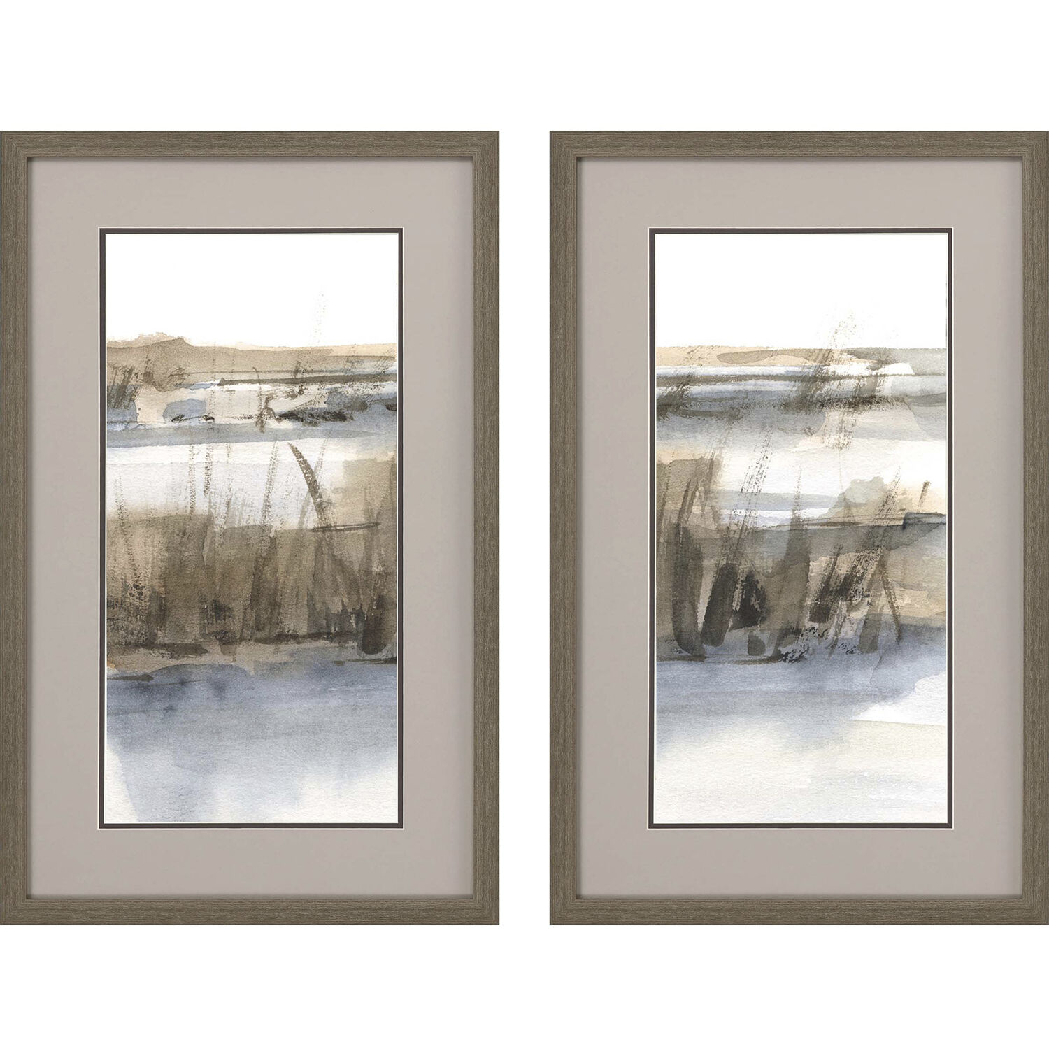 Waterside Blue and Gray and White Framed Art