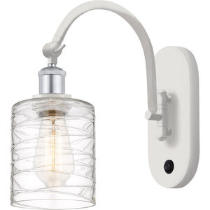 Ballston Cobbleskill LED 5.3 inch White and Polished Chrome Sconce Wall Light in Deco Swirl Glass