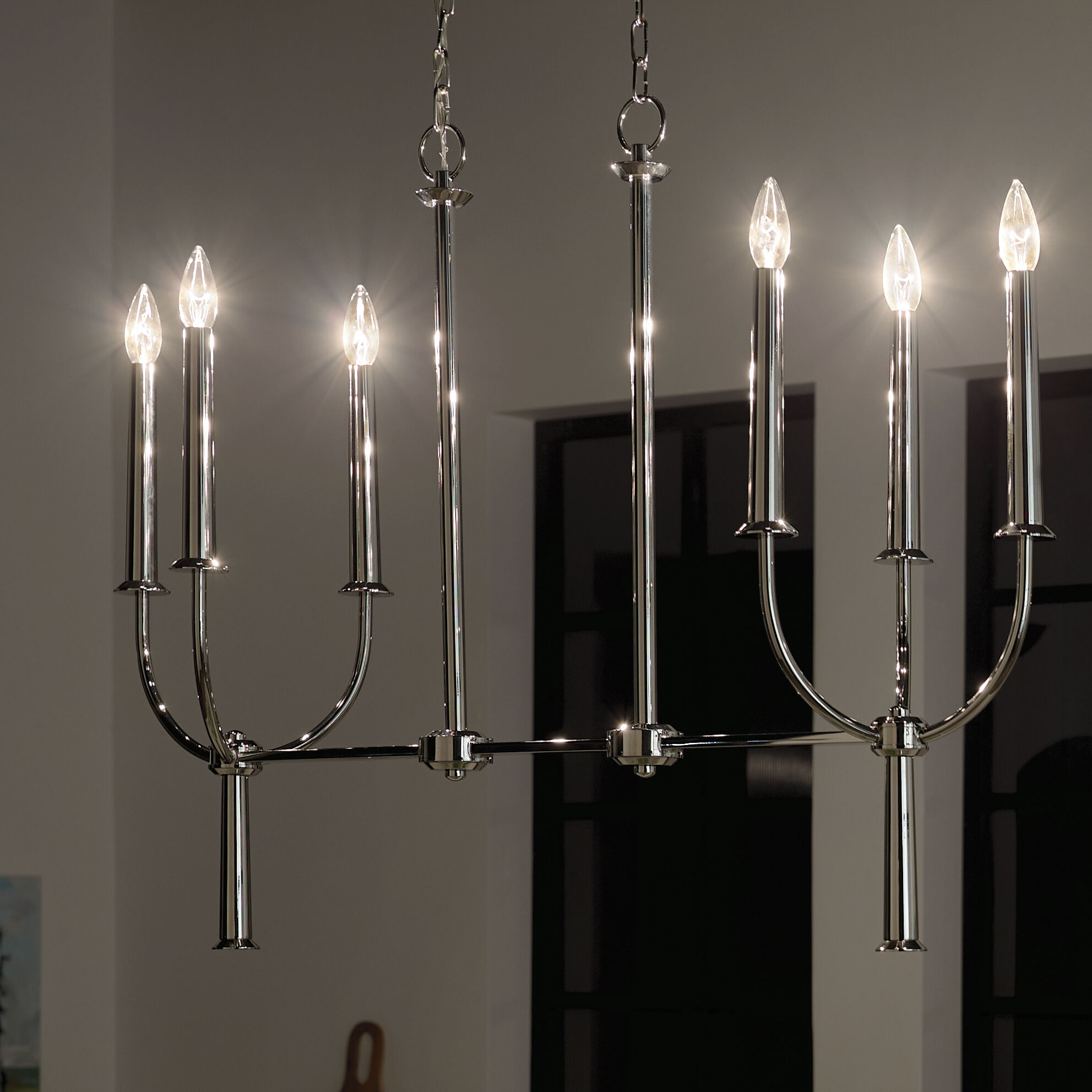 Florence 6 Light 10 inch Polished Nickel Chandelier Linear Ceiling Light