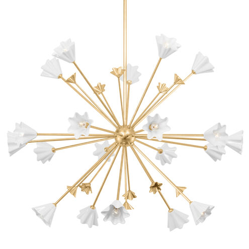 Julieta 20 Light 56 inch Vintage Gold Leaf Chandelier Ceiling Light 