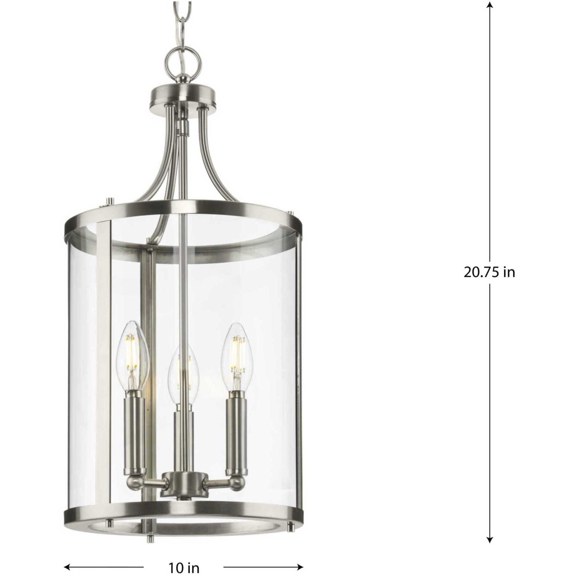 Gilliam 3 Light 10 inch Brushed Nickel Foyer Light Ceiling Light