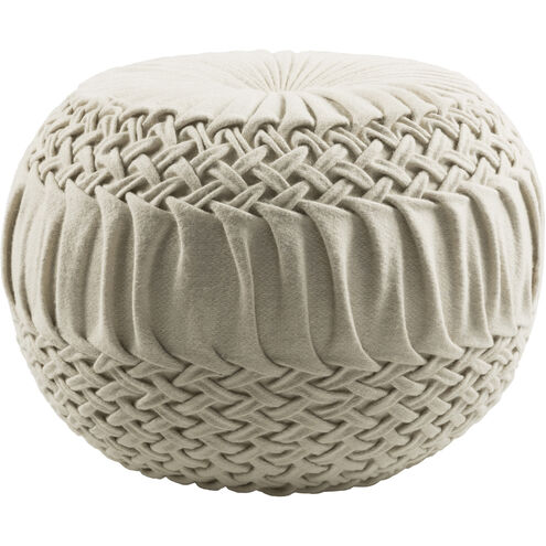 Alana 14 inch Cream Pouf, Round