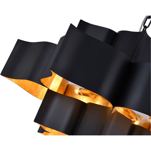 Canada 12 Light 30 inch Matte Black w/ Gold Leaf Interior Chandelier Ceiling Light