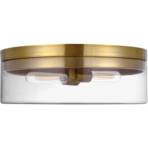 Fiona 2 Light 14 inch Aged Brass Flush Mount Ceiling Light