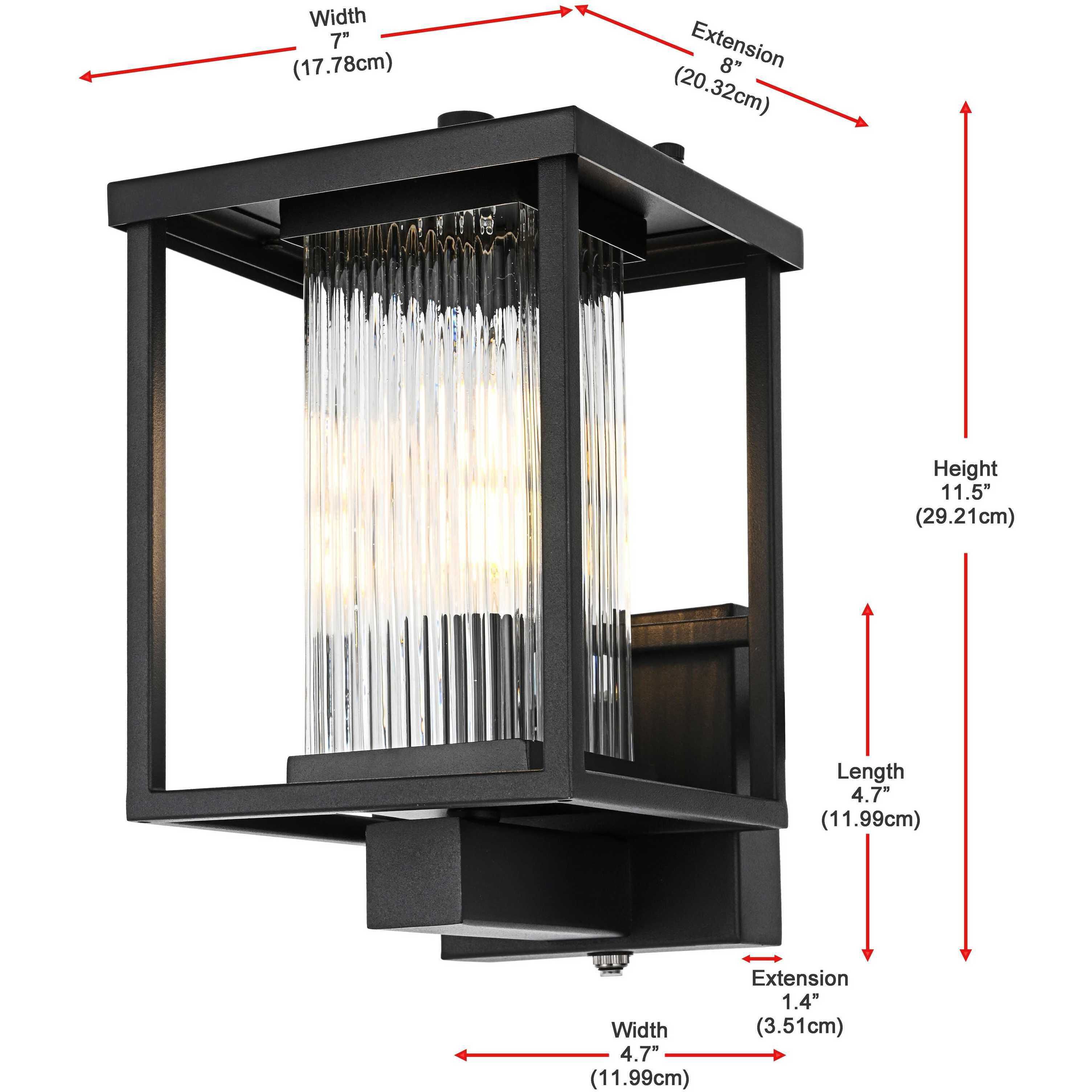 Dover 1 Light 11.5 inch Black Outdoor Wall Sconce