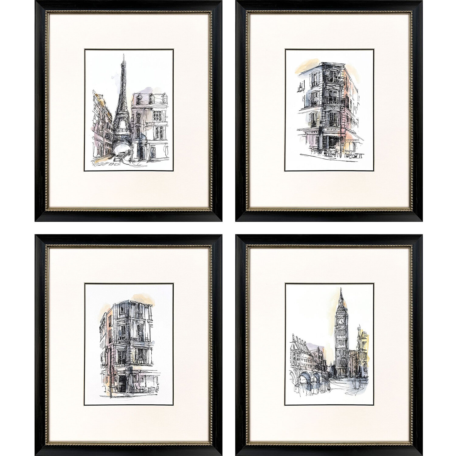 European Journal Black and Gray and Multi and Purple Framed Art