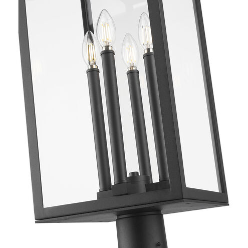 Nova 4 Light 122.25 inch Black Outdoor Post Mounted Fixture in Clear Glass