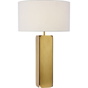 Ian K. Fowler Abri 30 inch 15 watt Hand-Rubbed Antique Brass Paneled Table Lamp Portable Light, Large