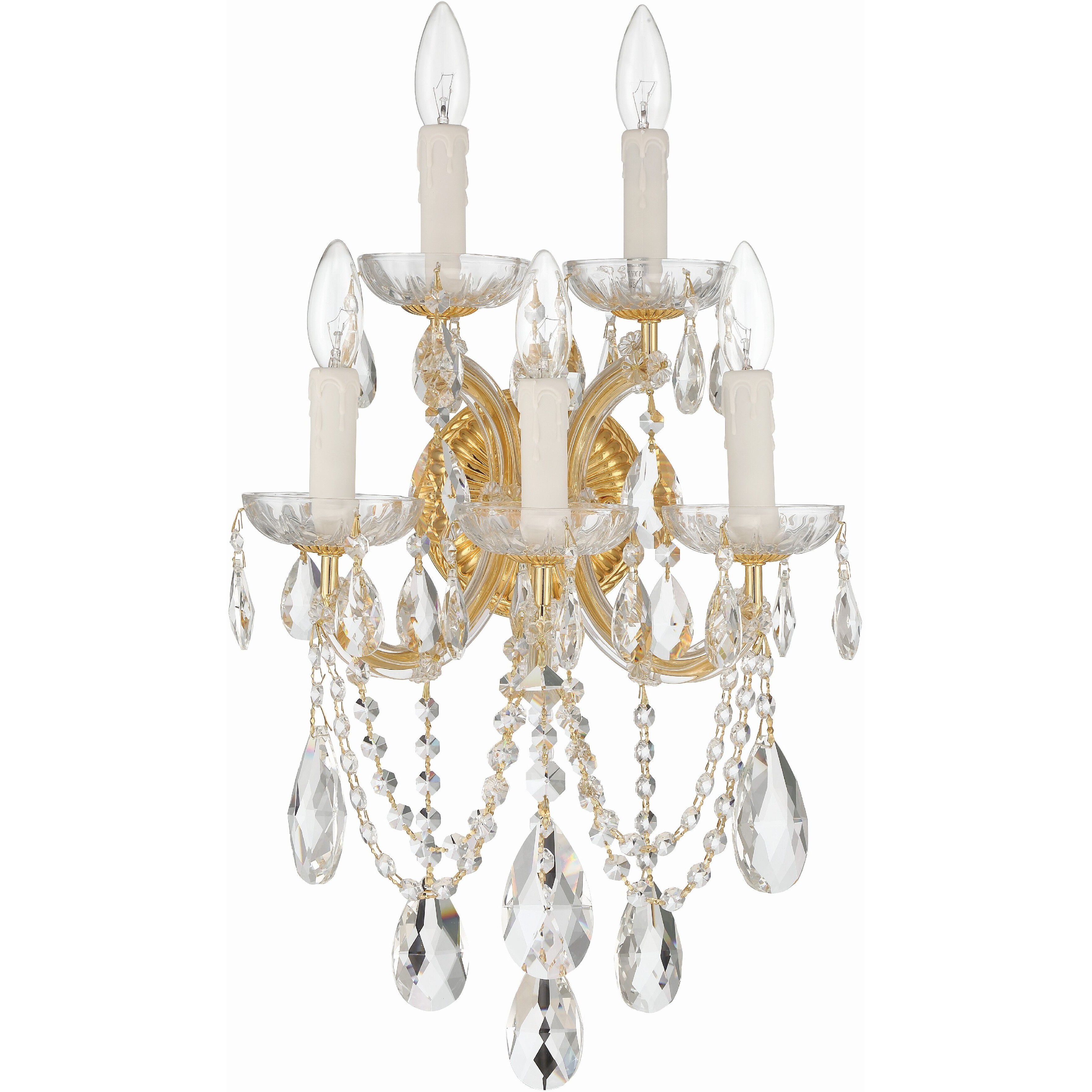 Maria Theresa Sconce Wall Light in Clear Swarovski Strass, Gold