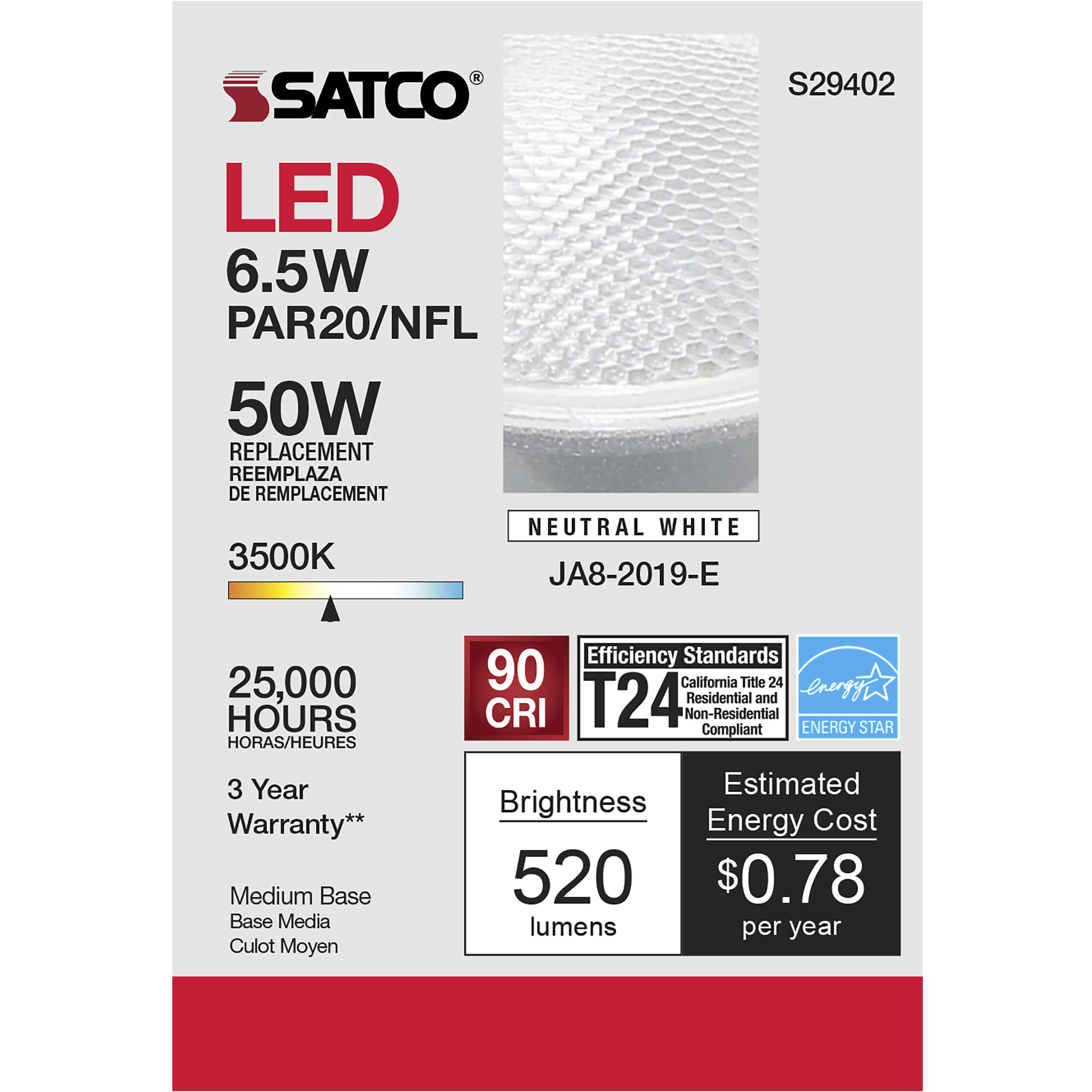 Lumos LED PAR20 Medium 6.50 watt 120 3500K LED Bulb