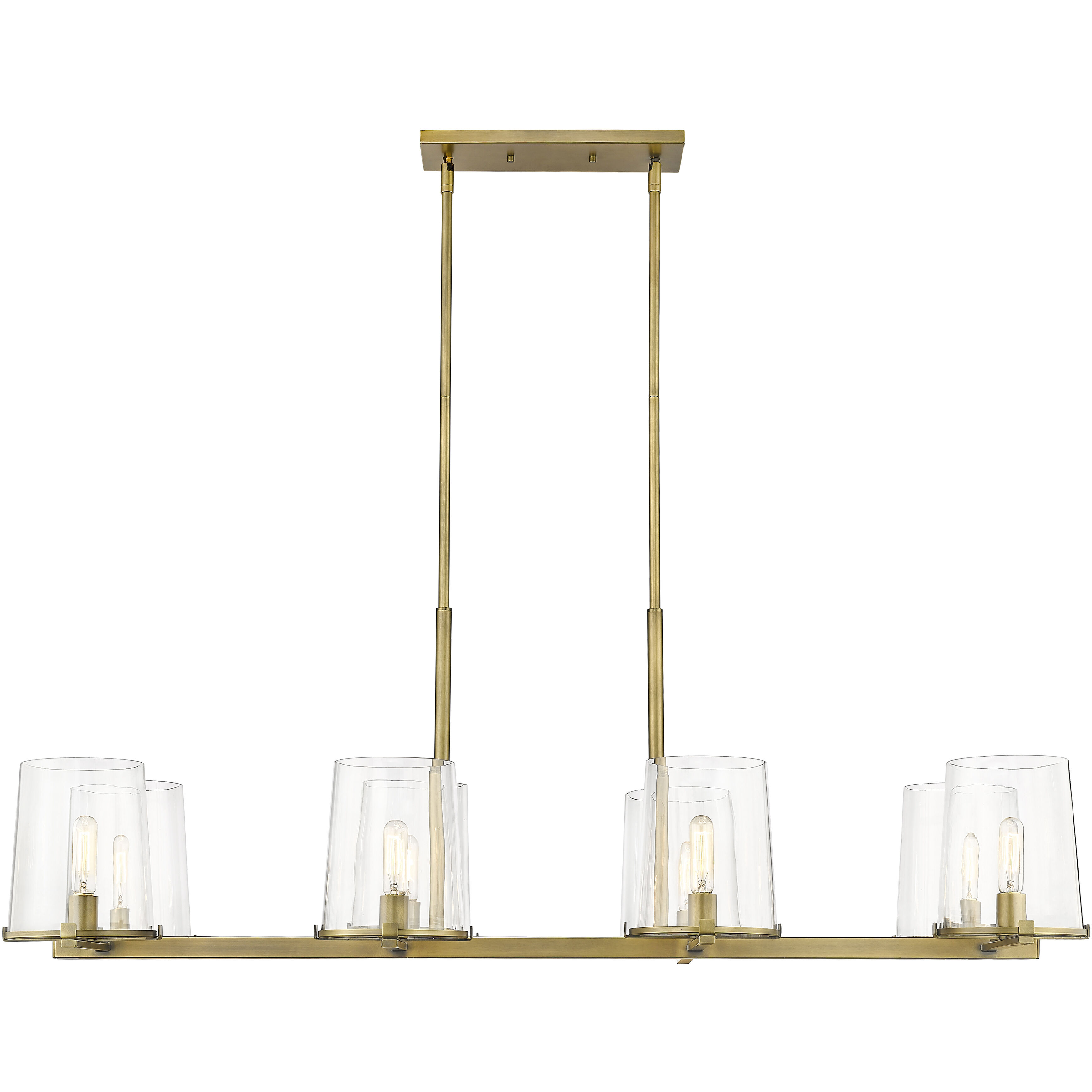 Callista 8 Light 56 inch Rubbed Brass Linear Chandelier Ceiling Light