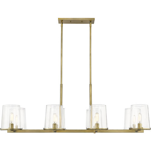 Callista 8 Light 56 inch Rubbed Brass Linear Chandelier Ceiling Light