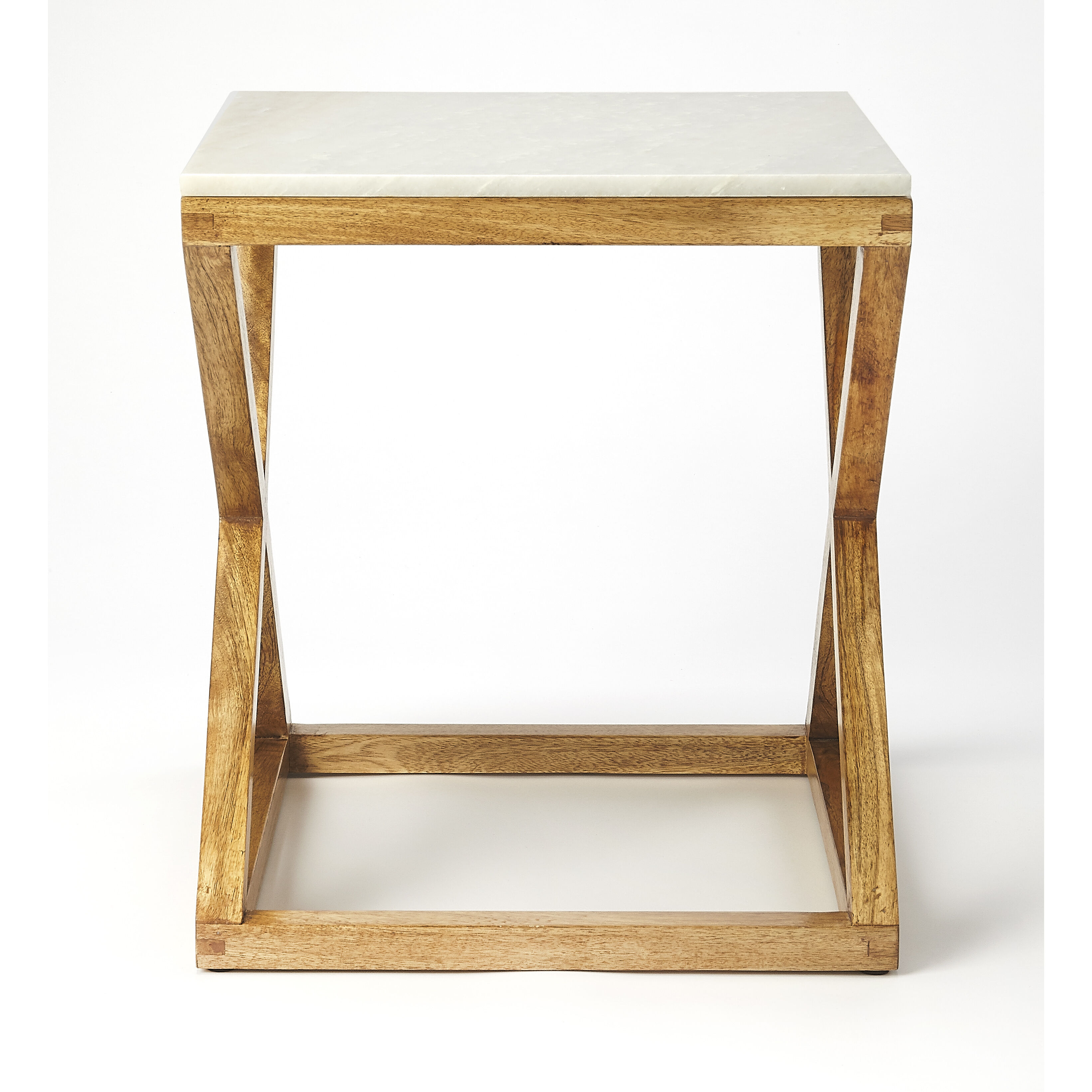 Butler Loft Braylon Marble & Wood 20 X 18 inch Natural Mango Accent Table