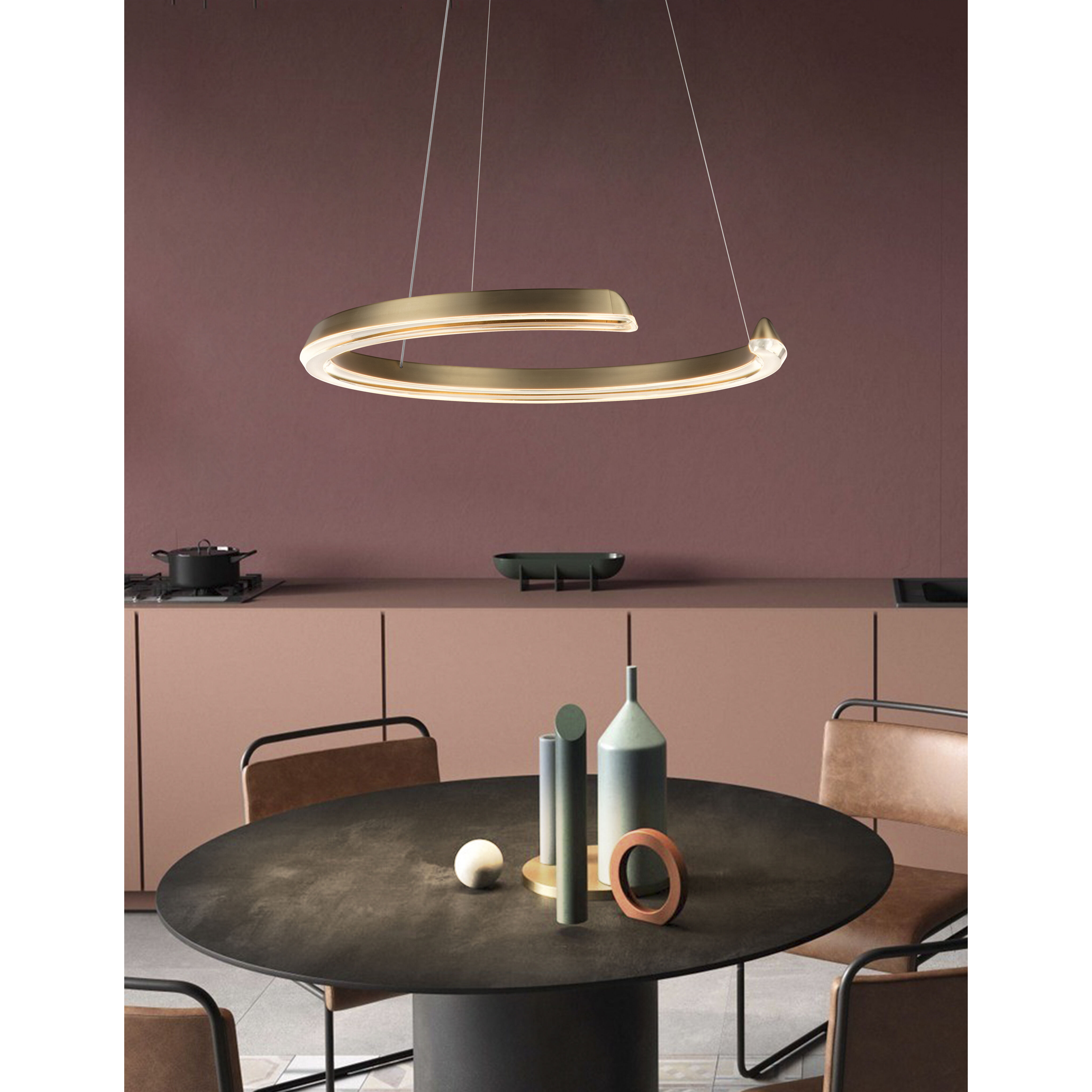 Solaire LED 23.6 inch Satin Antique Brass Pendant Ceiling Light