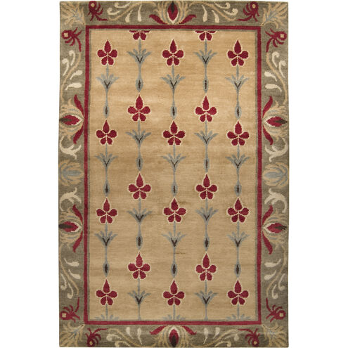 Arts and Crafts Amber / Rust / Charcoal / Dark Brown / Tan Handmade Rug