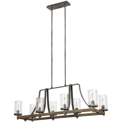 Sean Lavin Angelo 8 Light 46 inch Distressed Weathered Oak / Slate Grey Metal Linear Chandelier Ceiling Light