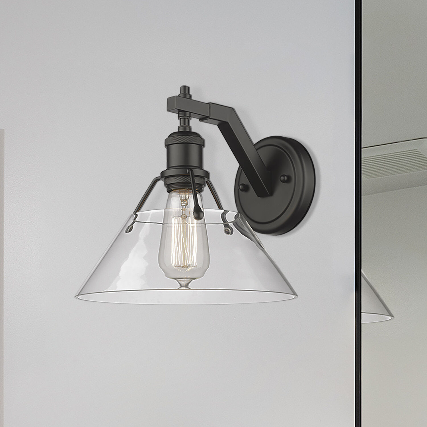 Yep Orwell 1 Light 10 inch Matte Black Wall Sconce Wall Light in Clear Glass