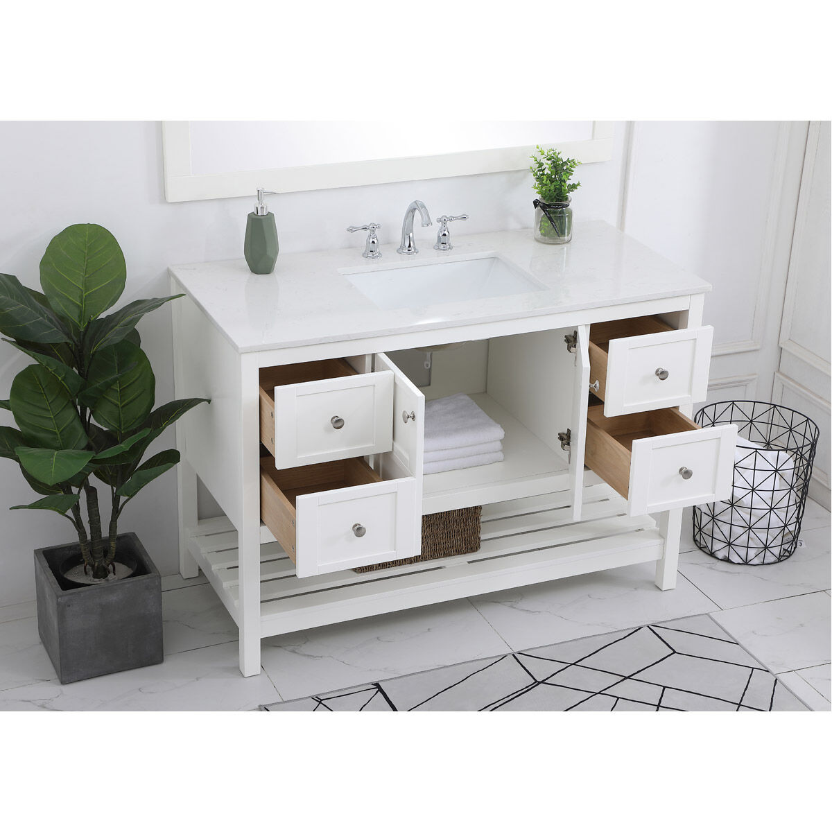 Theo 48 X 22 X 34 inch White Vanity Sink Set