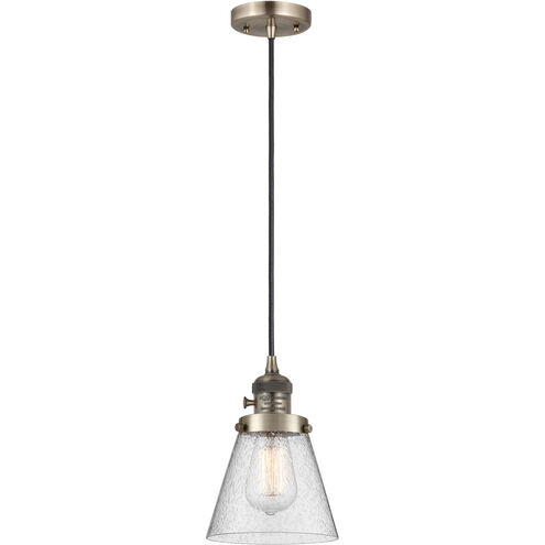 Franklin Restoration Cone LED 6 inch Antique Brass Mini Pendant Ceiling Light in Seedy