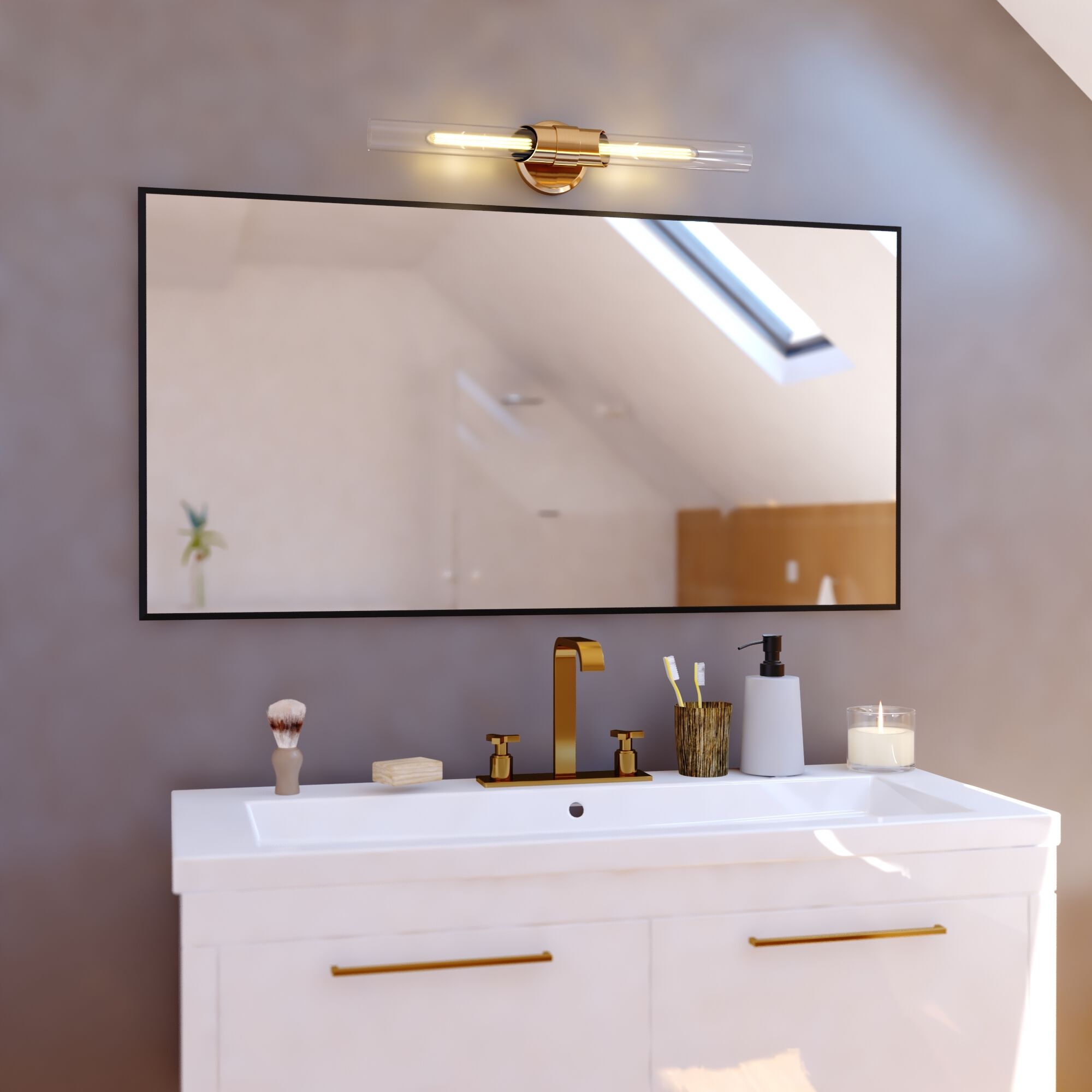 Webster LED 4.75 inch Natural Brass Bathroom Light Wall Light