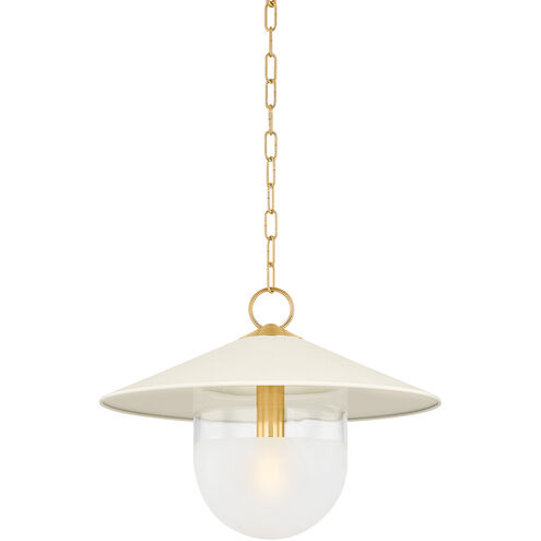 Ressi 1 Light 20 inch Aged Brass and Soft Cream Pendant Ceiling Light