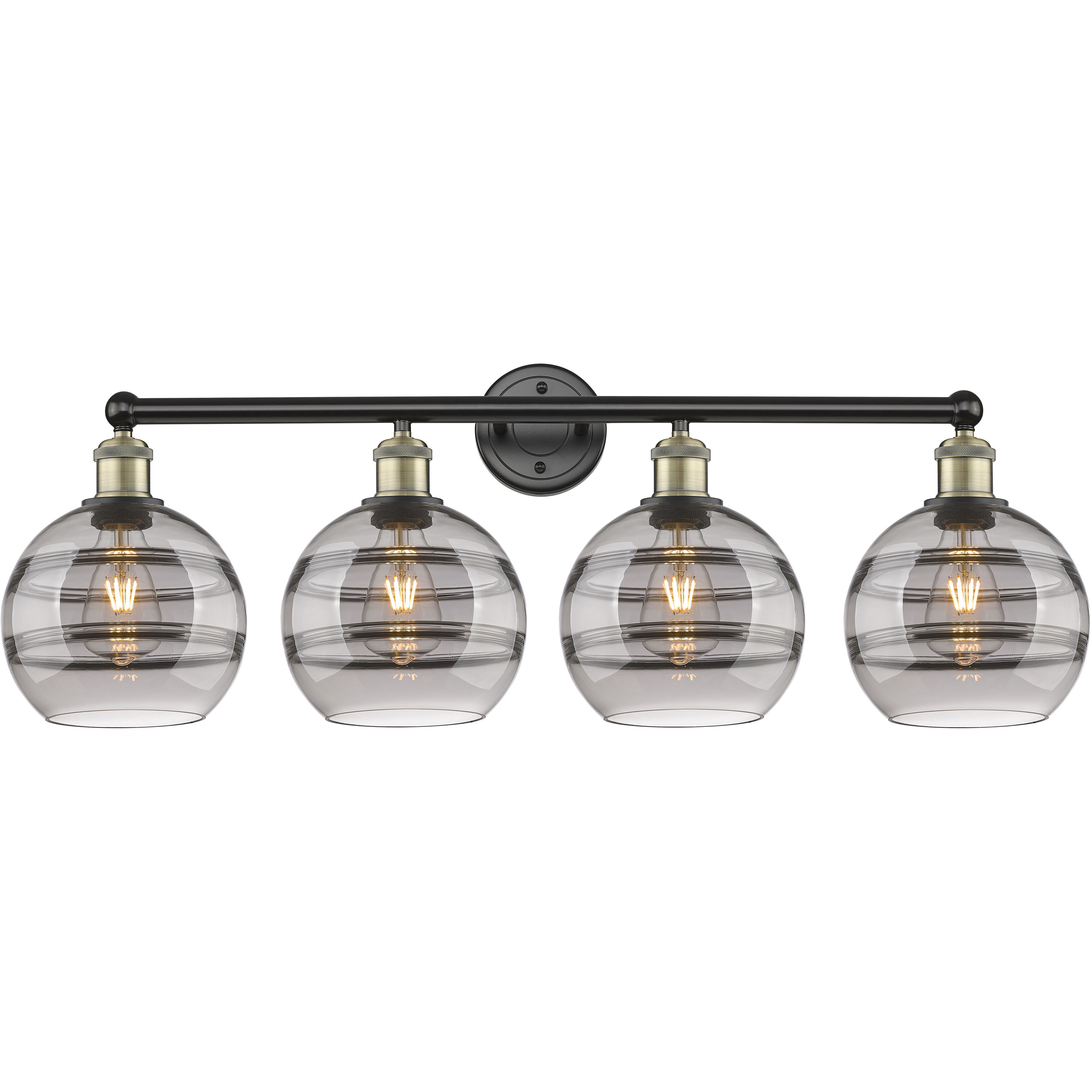 Edison Rochester 4 Light 35 inch Black Antique Brass Bath Vanity Light Wall Light