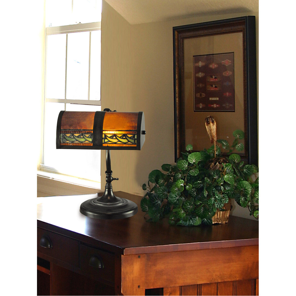 Evelyn 14 inch 60.00 watt Mica Bronze Desk Lamp Portable Light