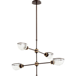 Menlo 4 Light 34 inch Aged Brass and Oiled Bronze Chandelier Ceiling Light