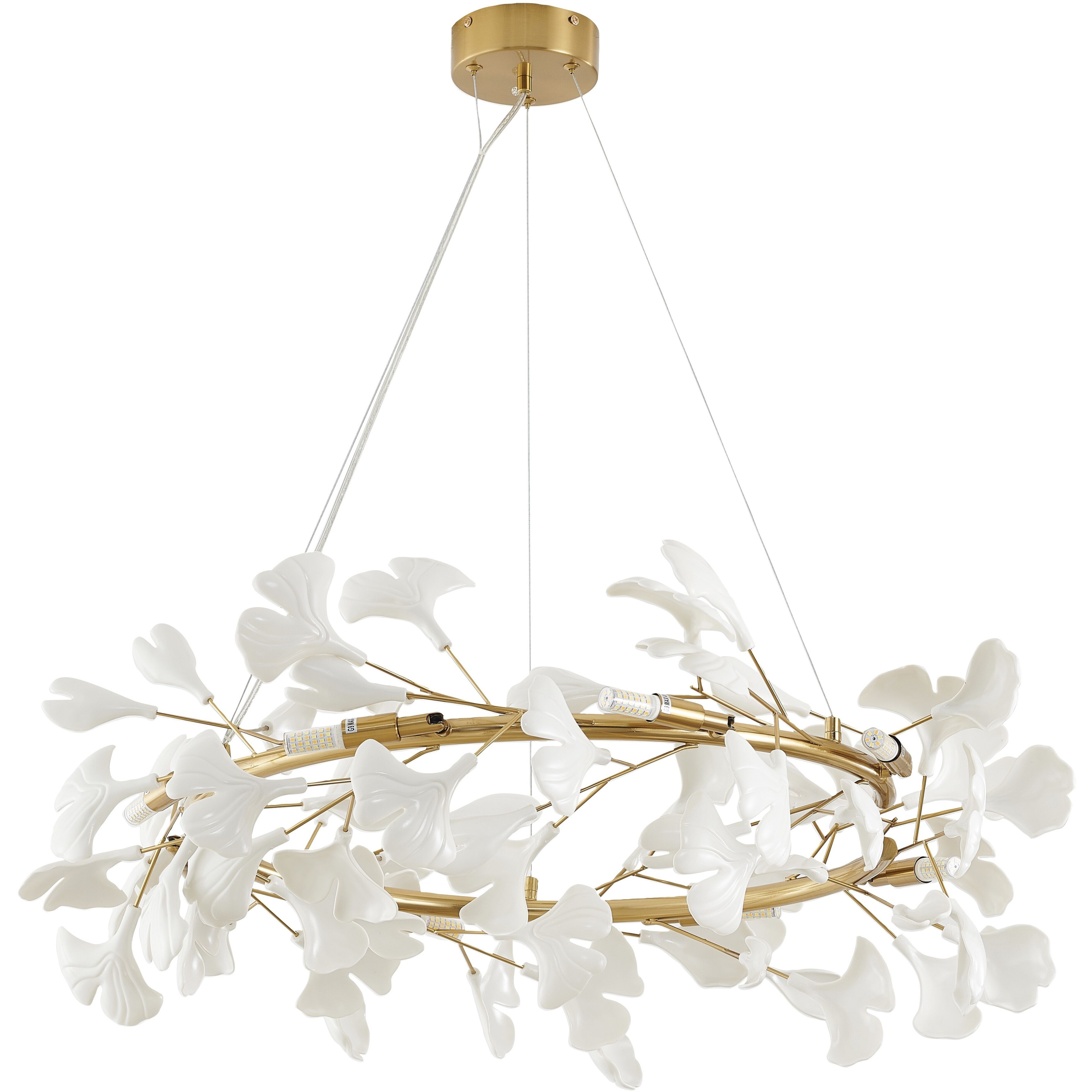 Canada 8 Light 31.5 inch Brass and Matte White Chandelier Ceiling Light