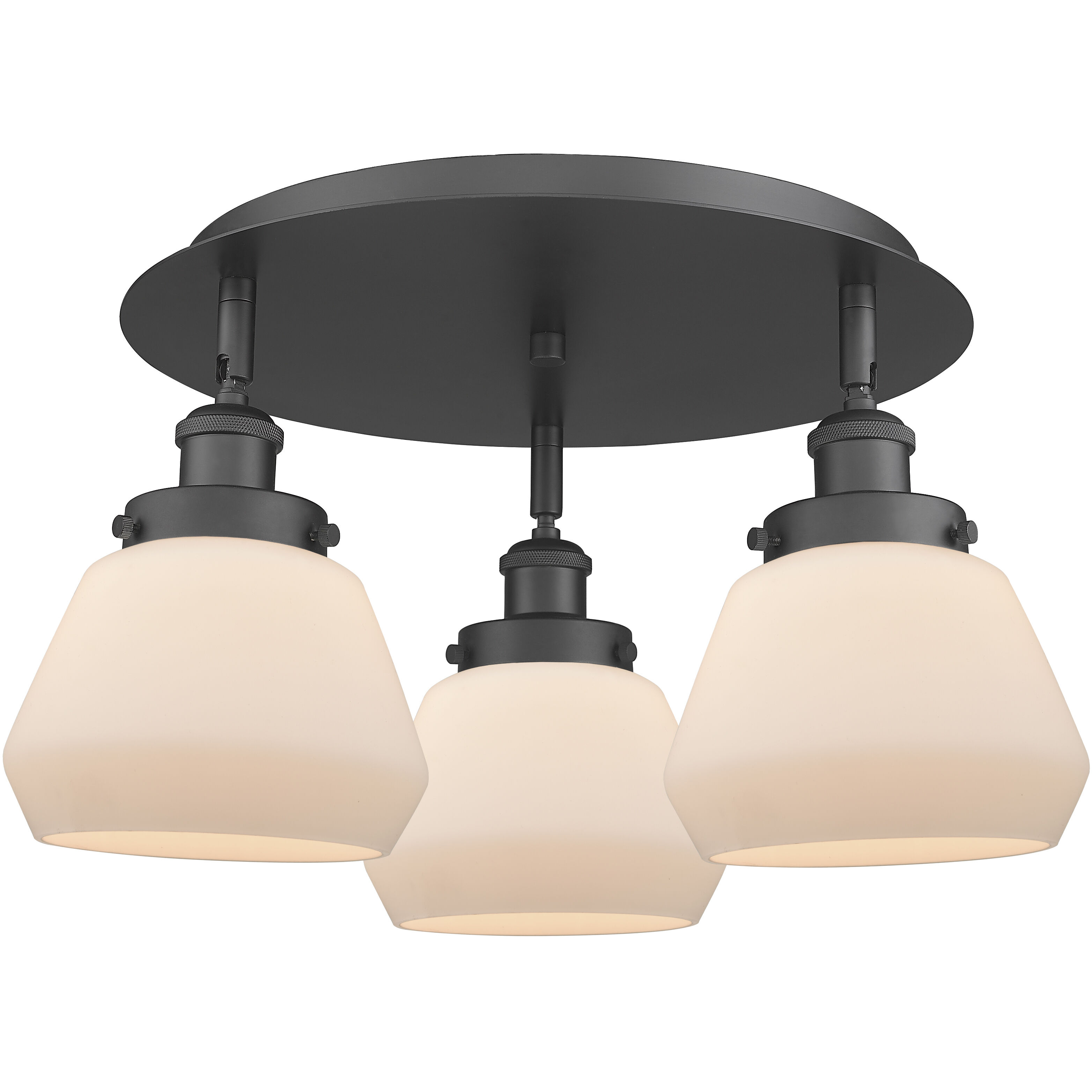 Fulton 3 Light 18.25 inch Matte Black Flush Mount Ceiling Light in Matte White