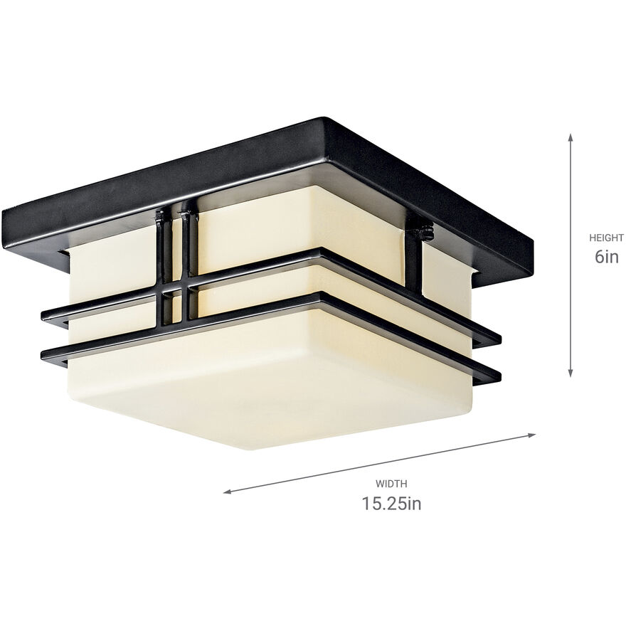 Tremillo 2 Light 12 inch Black Outdoor Flush & Semi Flush Mt
