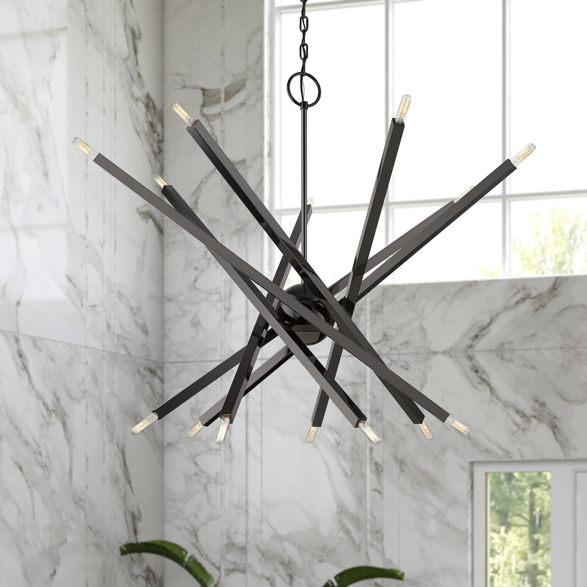 Monaco 14 Light 40 inch Black Chrome Chandelier Ceiling Light, Extra Large