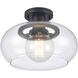 Clement 1 Light 13 inch Matte Black Semi Flush Mount Ceiling Light