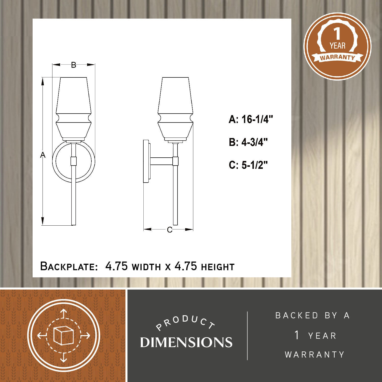 Warren LED 5.5 inch Matte Black and Brushed Brass Bathroom Light Wall Light in 1