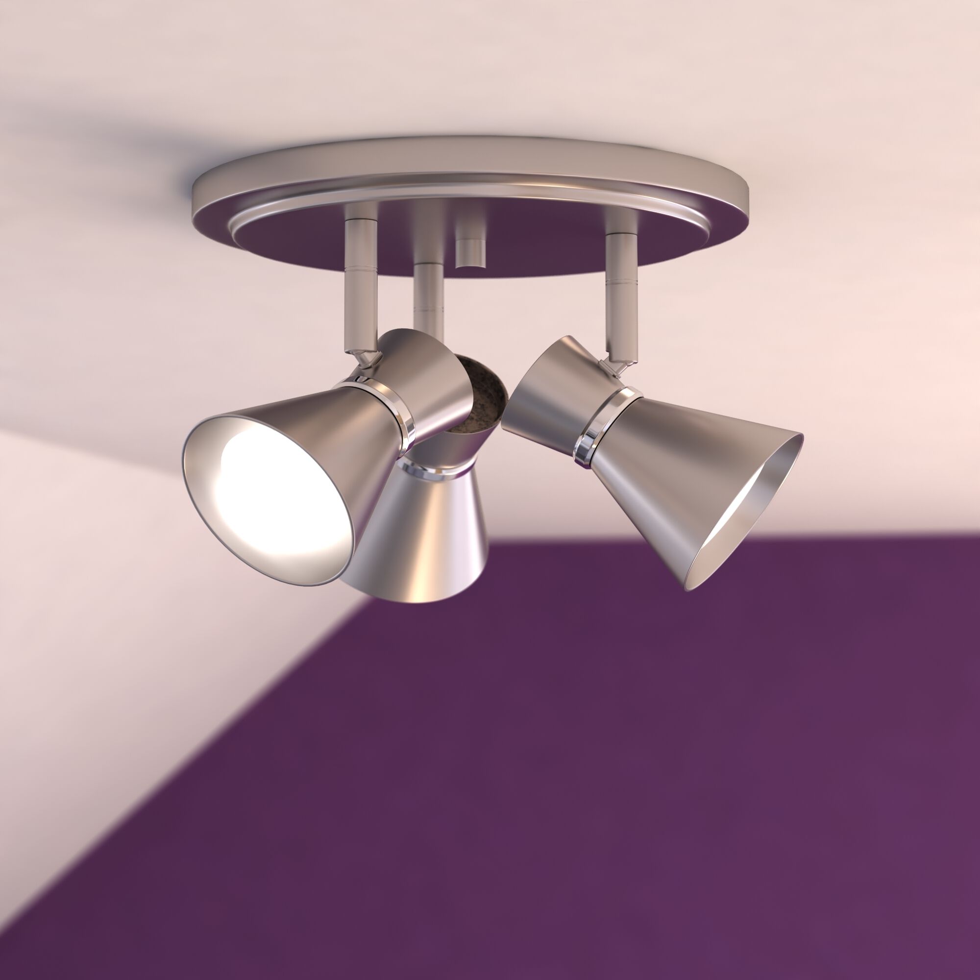 Alto 3 Light 120 Brushed Nickel and Chrome Directional Light Ceiling Light