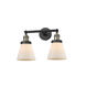 Franklin Restoration Small Cone LED 16 inch Black Antique Brass Bath Vanity Light Wall Light in Matte White Glass, Franklin Restoration