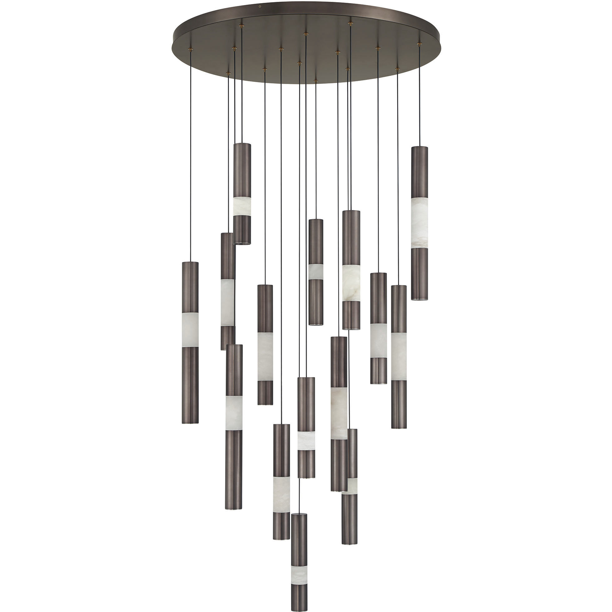 Ronda LED 32 inch Harlow Bronze Multi Drop Chandelier Ceiling Light