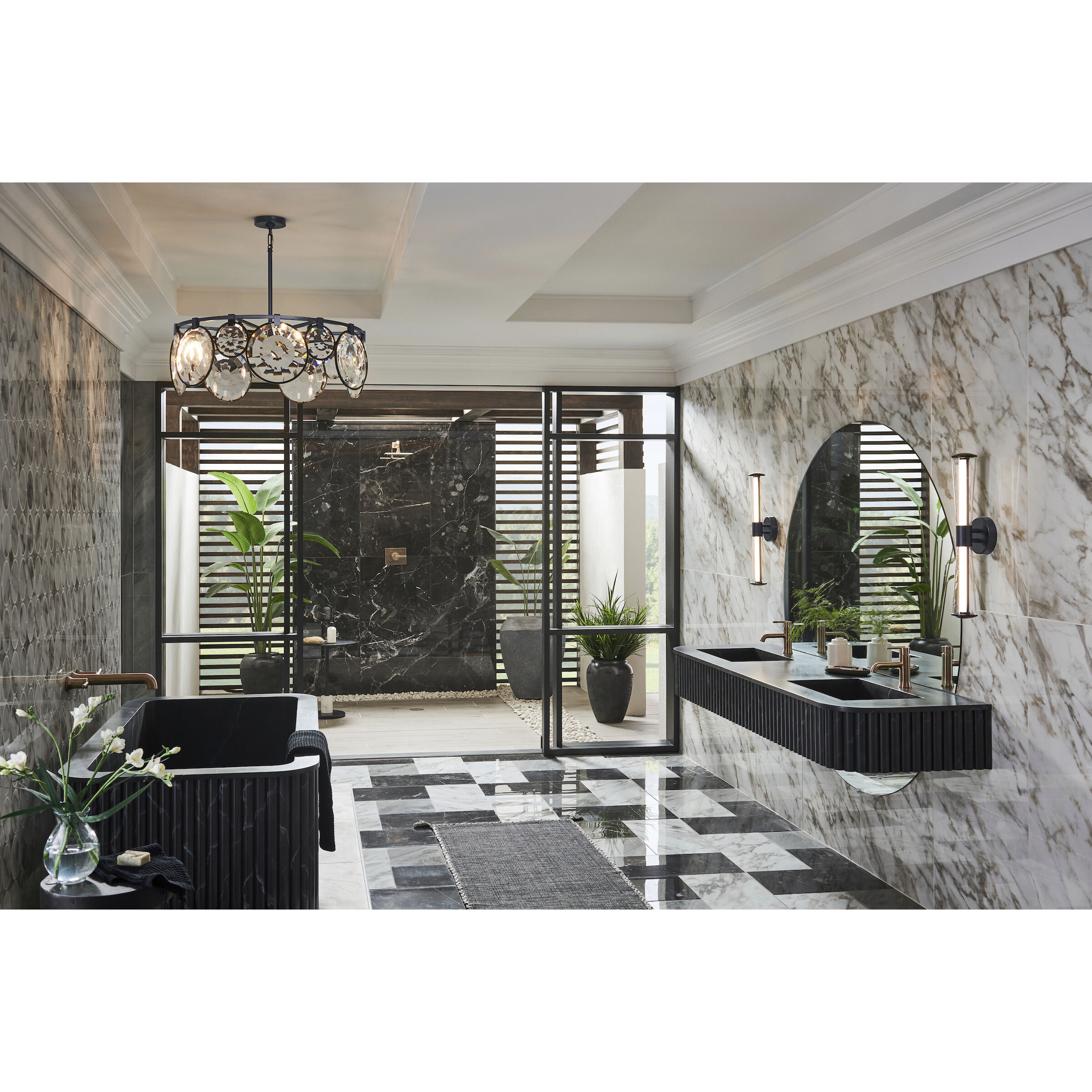 Nala LED 31 inch Black Chandelier Ceiling Light