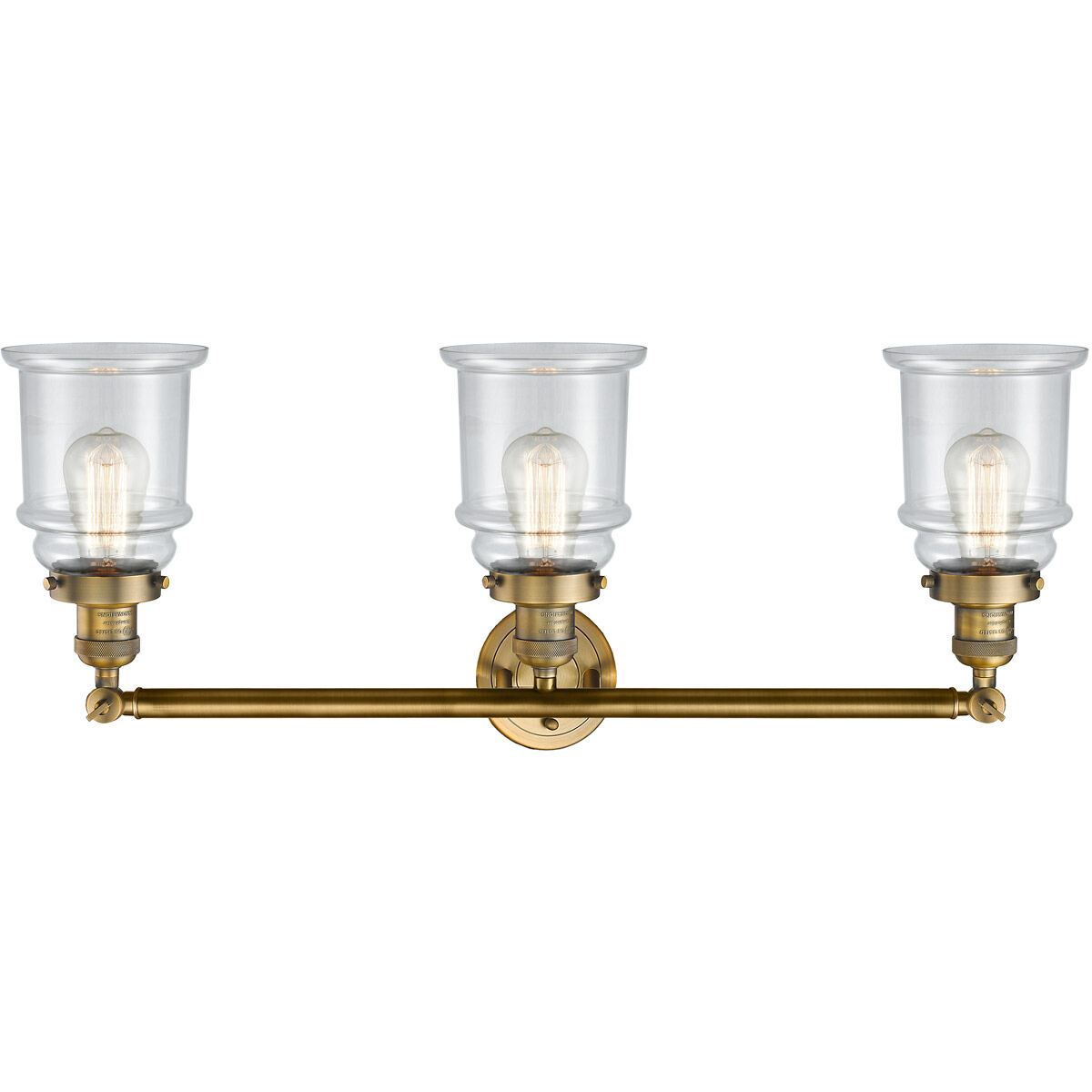 Franklin Restoration Canton 3 Light 30 inch Brushed Brass Bath Vanity Light Wall Light in Clear Glass, Franklin Restoration