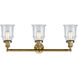 Franklin Restoration Canton 3 Light 30 inch Brushed Brass Bath Vanity Light Wall Light in Clear Glass, Franklin Restoration
